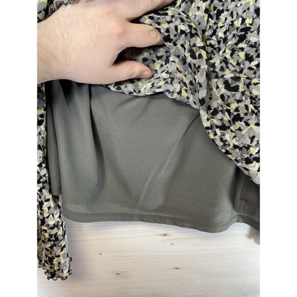 Axcess Liz‎ Claiborne Blouse Womens XL Gray Black Yellow Square Neck Lined Top - Picture 9 of 10